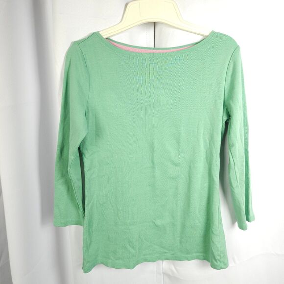 Talbots Womens XS Green 3/4 Sleeve Crew Neck Pima Cotton Talbots Tee T-Shirt - Picture 1 of 6